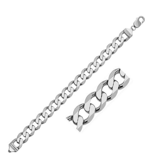Rhodium Plated 11.6mm Sterling Silver Curb Style Bracelet Bracelets Angelucci Jewelry   