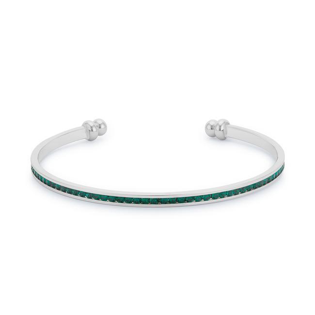 Channel-Set Emerald Green Cubic Zirconia Cuff Bracelets JGI   