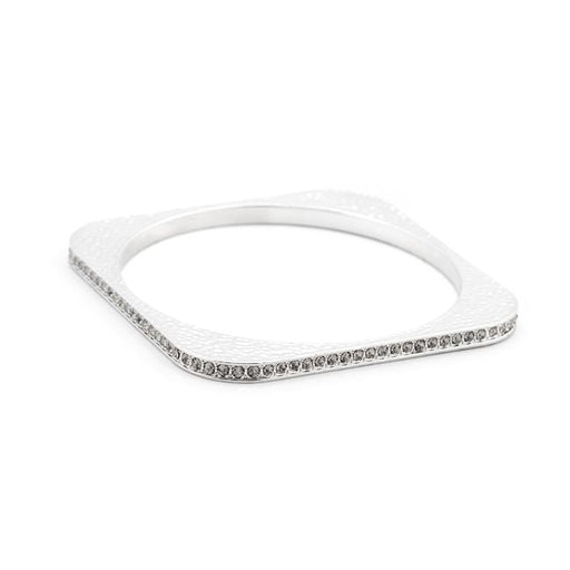 Hammered Cubic Zirconia Square Bangle Bracelets JGI   