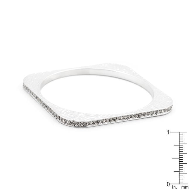 Hammered Cubic Zirconia Square Bangle Bracelets JGI   