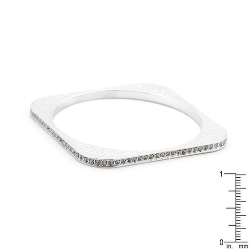 Hammered Cubic Zirconia Square Bangle Bracelets JGI   