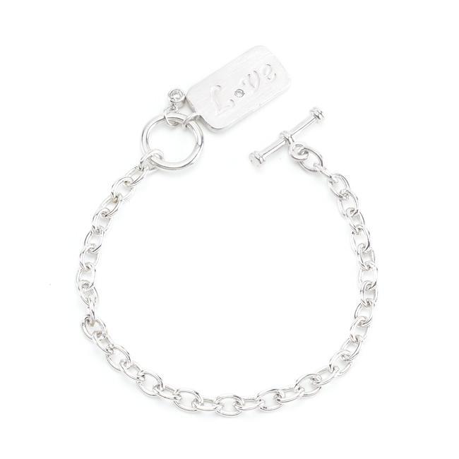 Rhodium Plated Finish Love Charm Bracelet Bracelets JGI   