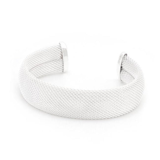 Silvertone Wide Mesh Cuff Bracelets JGI   