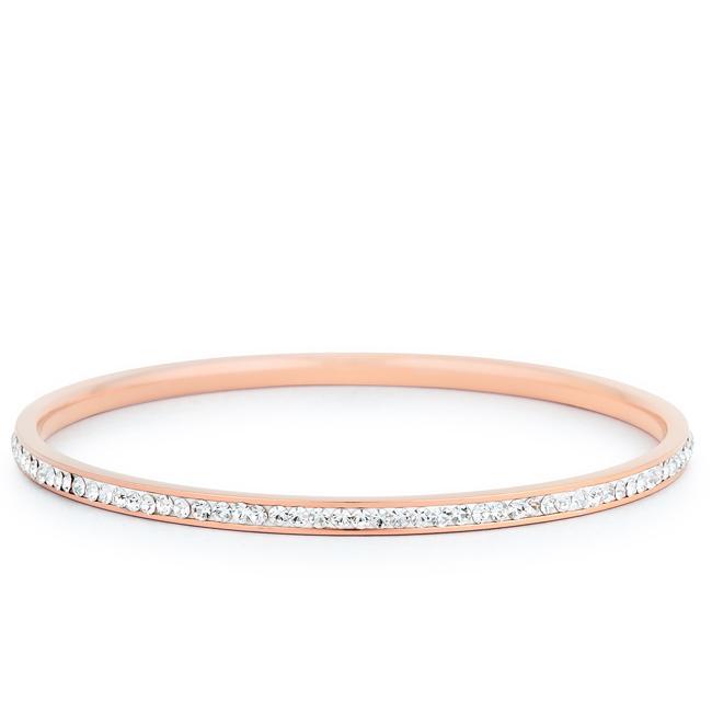 Simple Rose Gold Finish Crystal Bangle Bracelets JGI   