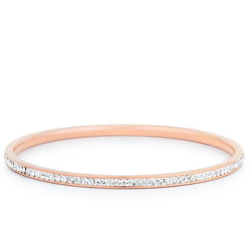 Simple Rose Gold Finish Crystal Bangle Bracelets JGI   