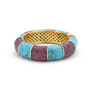 Simulated Turquoise and Fuchsia Bangle Bracelet Bracelets JGI   