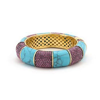 Thumbnail for Simulated Turquoise and Fuchsia Bangle Bracelet Bracelets JGI   