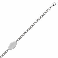 Thumbnail for Sterling Silver Rhodium Plated Chain Bracelet with a Flat Oval Station Bracelets Angelucci Jewelry   
