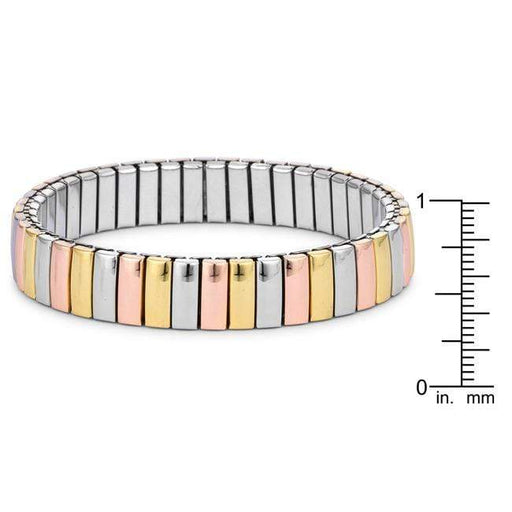 Tri-tone Stainless Steel Stretch Bracelet Bracelets JGI   