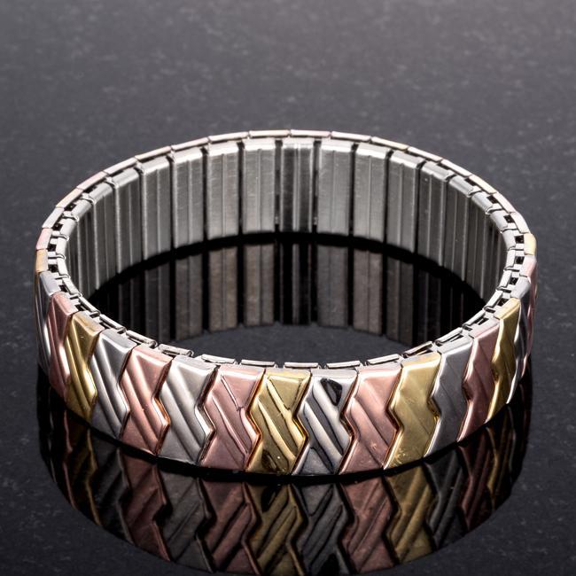 Tritone Zig-Zag Stainless Steel Stretch Bracelet Bracelets JGI   