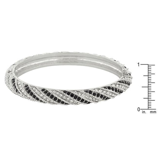 Twisting Black and White Cubic Zirconia Bangle Bracelets JGI   