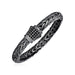 Wide Woven Bracelet with Black Sapphires and Black Finish in Sterling Silver Bracelets Angelucci Jewelry   