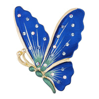 Thumbnail for 18k Gold Plated Hand Painted Crystal Accented Blue Butterfly Brooches JGI   