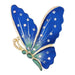 18k Gold Plated Hand Painted Crystal Accented Blue Butterfly Brooches JGI   