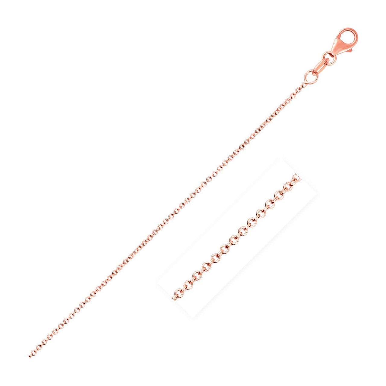 14k Pink Gold Round Cable Link Chain 1.1mm Chains Angelucci Jewelry   