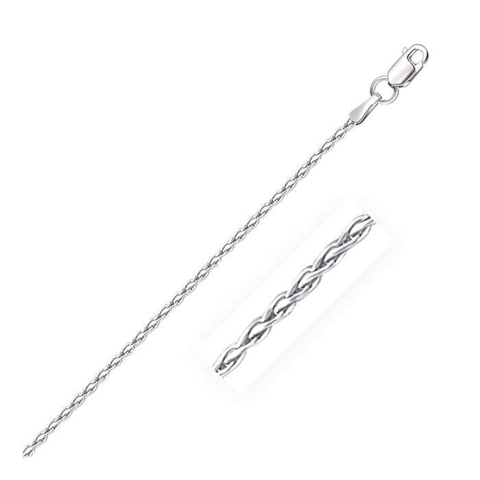 14k White Gold Round Wheat Chain 1.5mm Chains Angelucci Jewelry   