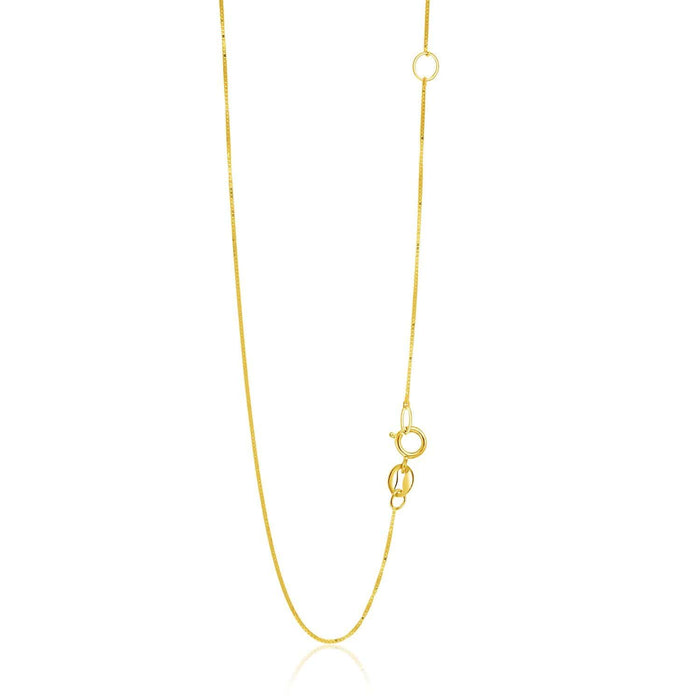 14k Yellow Gold Adjustable Box Chain 0.6mm Chains Angelucci Jewelry   