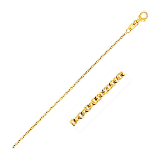14k Yellow Gold Round Cable Link Chain 1.3mm Chains Angelucci Jewelry   