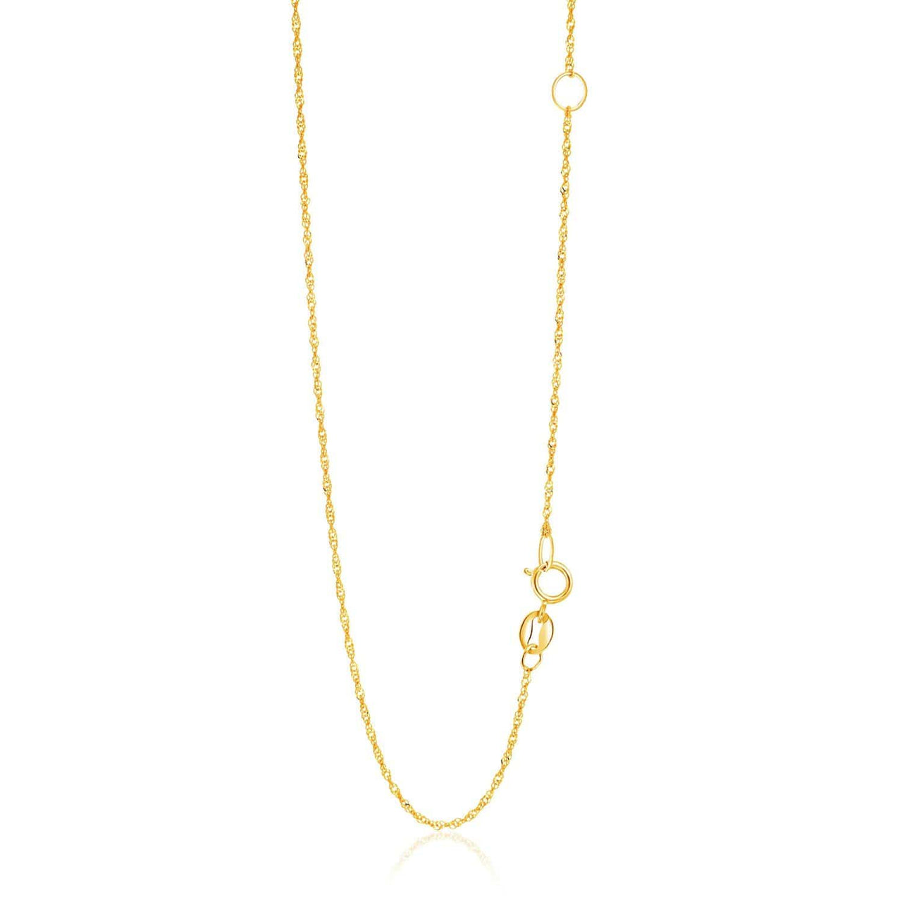 14k Yellow Gold Adjustable Singapore Chain 1.1mm Chains Angelucci Jewelry   