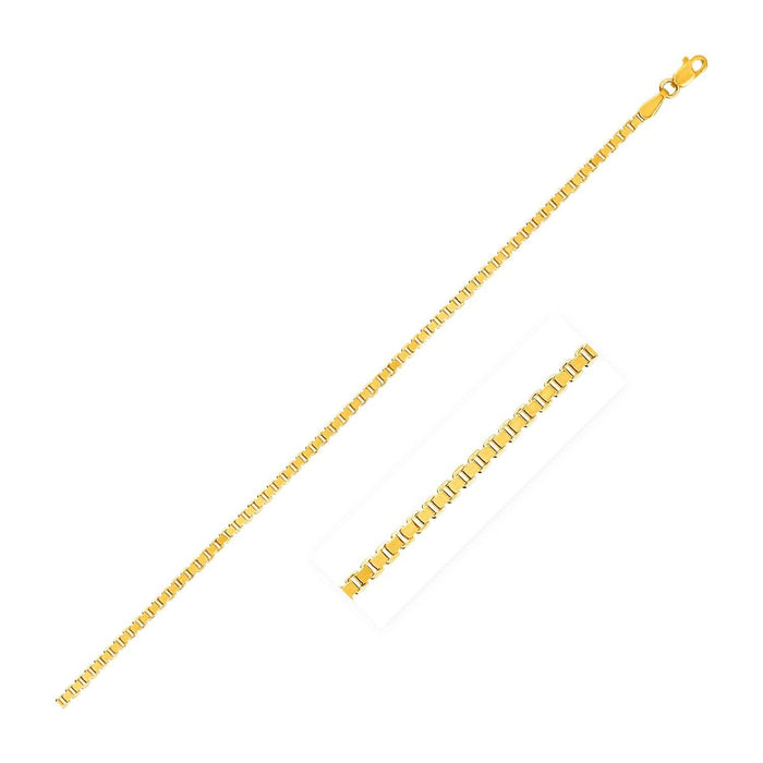 2.0mm 14k Yellow Gold Semi Solid Box Chain Chains Angelucci Jewelry   