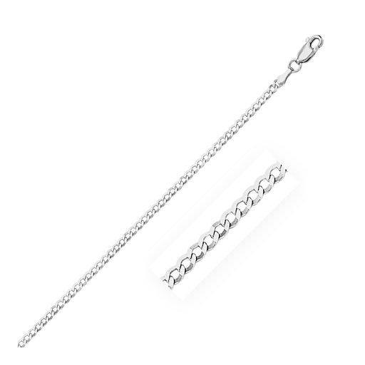 2.6mm 14k White Gold Solid Curb Chain Chains Angelucci Jewelry   