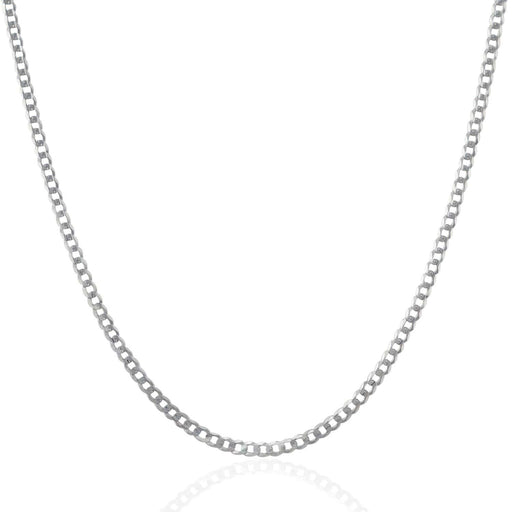 2.6mm 14k White Gold Solid Curb Chain Chains Angelucci Jewelry   