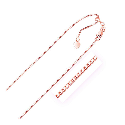 14k Rose Gold Adjustable Box Chain 0.85mm Chains Angelucci Jewelry   