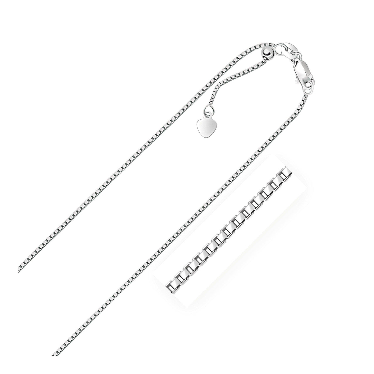Sterlng Silver 1.4mm Adjustable Box Chain Chains Angelucci Jewelry   