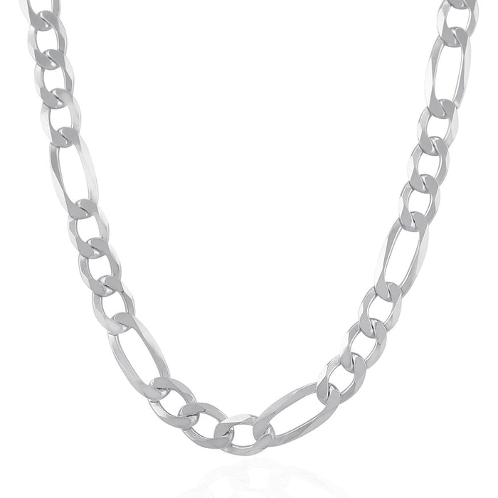 Rhodium Plated 11.6mm Sterling Silver Figaro Style Chain Chains Angelucci Jewelry   
