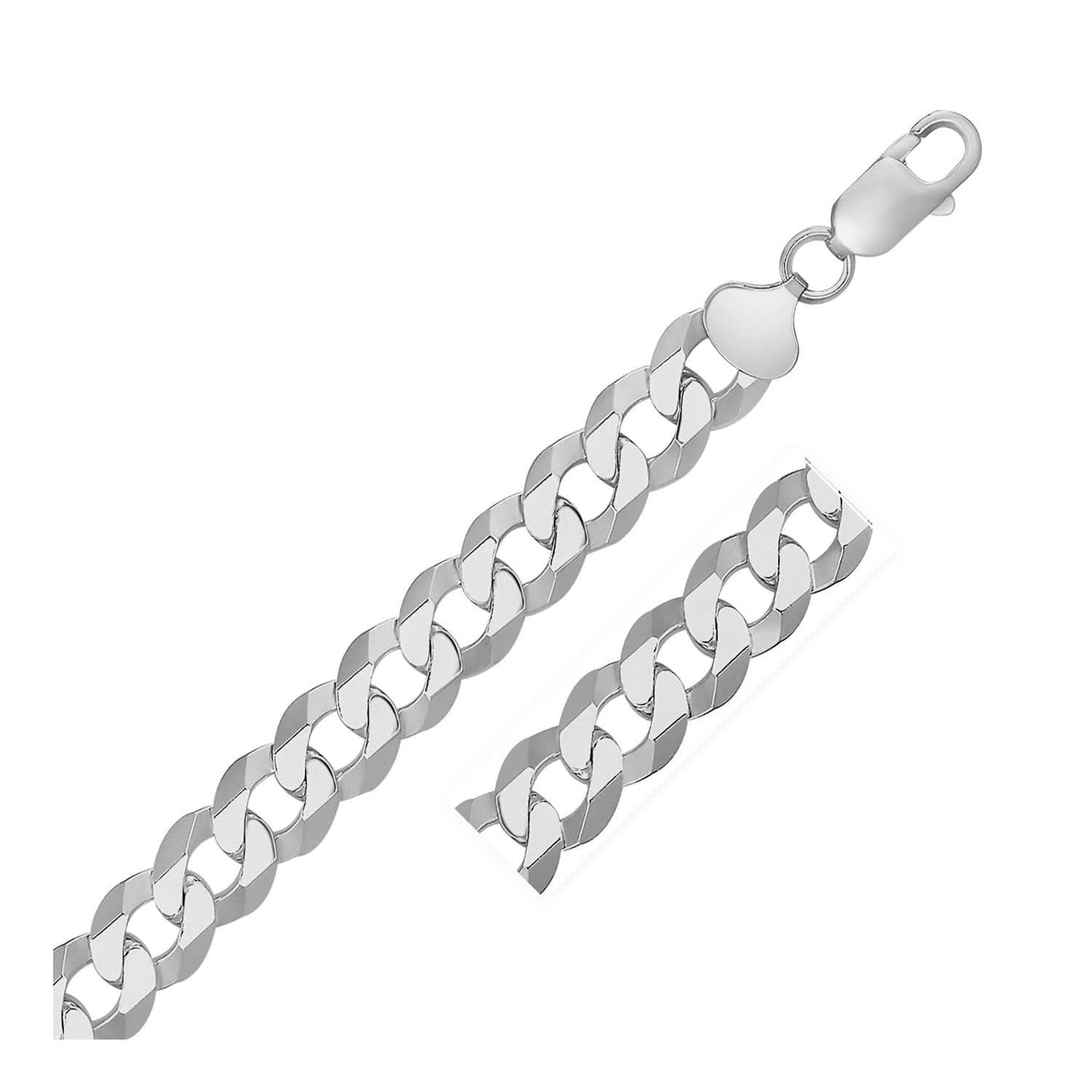 Rhodium Plated 13.6mm Sterling Silver Curb Style Chain Chains Angelucci Jewelry   