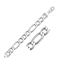 Thumbnail for Rhodium Plated 13.6mm Sterling Silver Figaro Style Chain Chains Angelucci Jewelry   