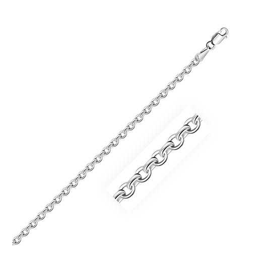 3.1mm 14k White Gold Cable Link Chain Chains Angelucci Jewelry   