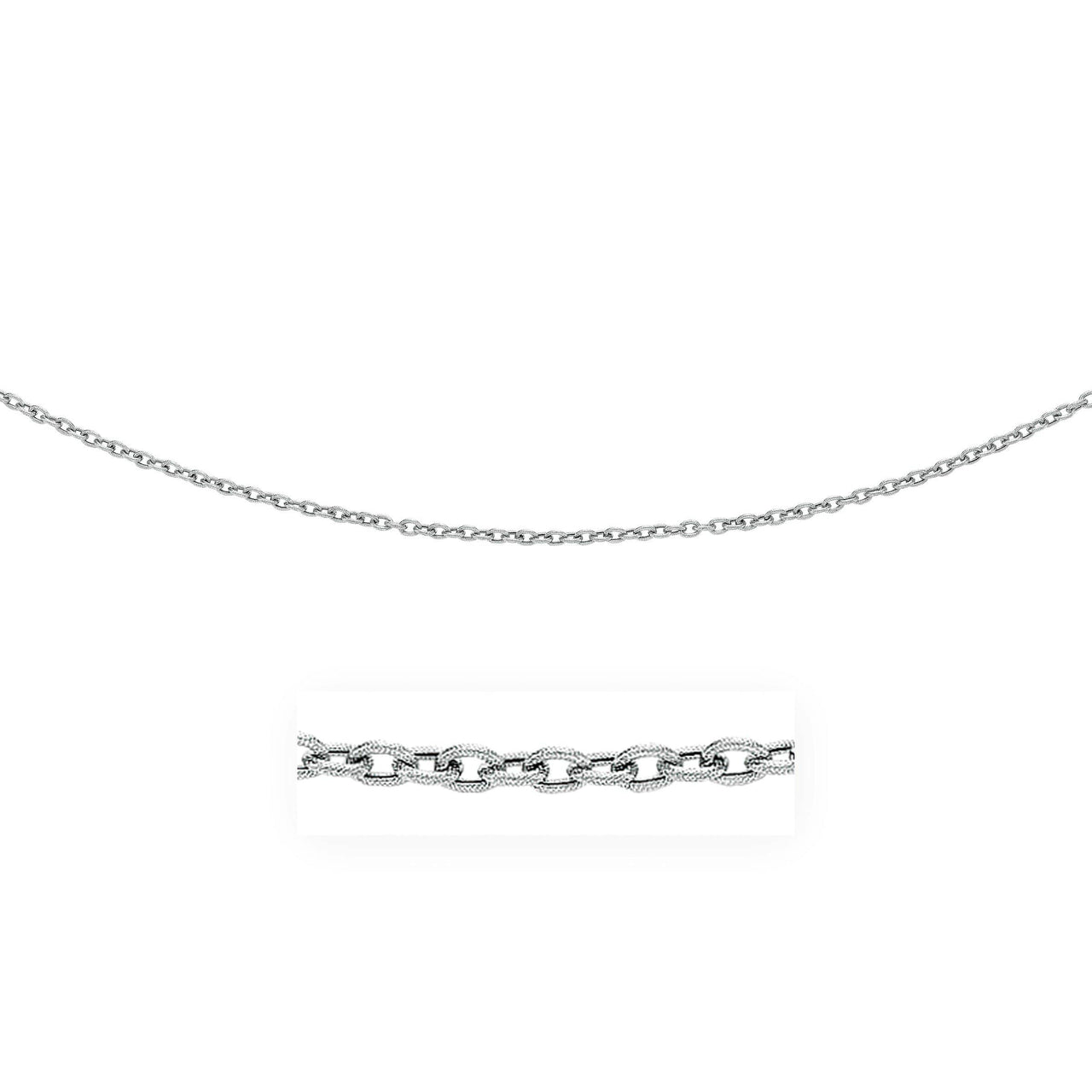 3.5mm 14k White Gold Pendant Chain with Textured Links Chains Angelucci Jewelry   