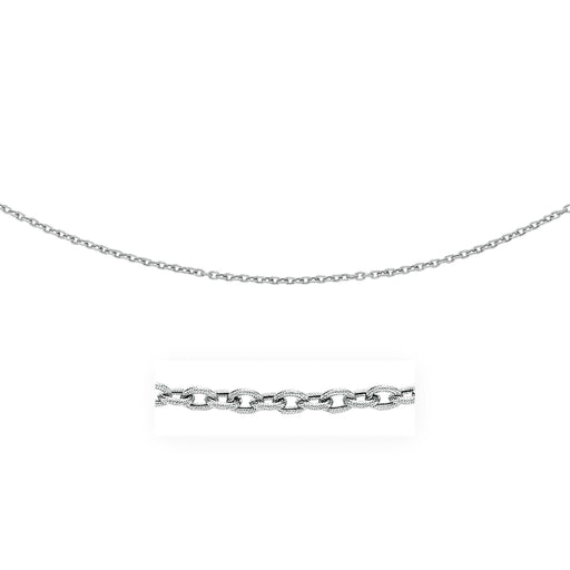 3.5mm 14k White Gold Pendant Chain with Textured Links Chains Angelucci Jewelry   