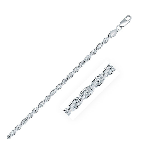 Sterling Silver 3.6mm Diamond Cut Rope Style Chain Chains Angelucci Jewelry   