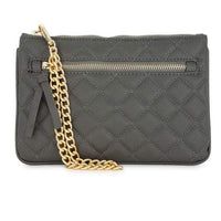 Thumbnail for Alexis Grey Quilted Faux Leather Clutch With Gold Chain Wristlet Clutches JGI   