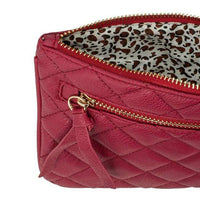 Thumbnail for Alexis Red Quilted Faux Leather Clutch With Gold Chain Wristlet Clutches JGI   