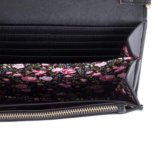 Carly Black Leather Purse Clutch With Gold Chain Crossbody Clutches JGI   