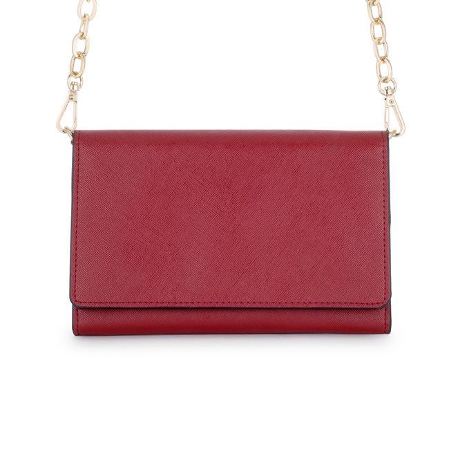 Carly Burgundy Leather Purse Clutch With Gold Chain Crossbody Clutches JGI   