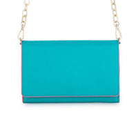 Thumbnail for Carly Teal Leather Purse Clutch With Gold Chain Crossbody Clutches JGI   