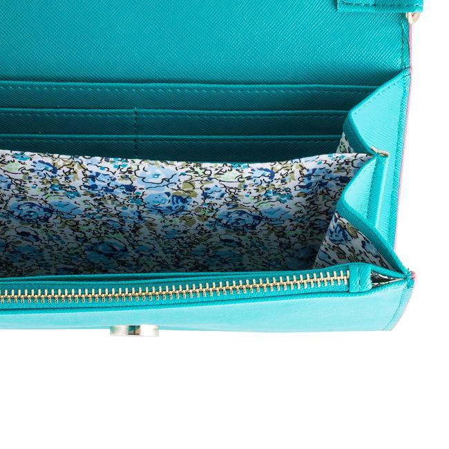 Carly Teal Leather Purse Clutch With Gold Chain Crossbody Clutches JGI   