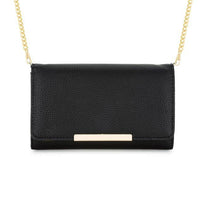 Thumbnail for Laney Black Pebbled Faux Leather Clutch With Gold Chain Strap Clutches JGI   