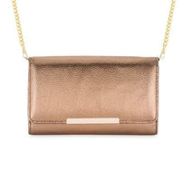 Thumbnail for Laney Bronze Metallic Pebbled Faux Leather Clutch With Gold Chain Strap Clutches JGI   