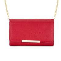 Thumbnail for Laney Red Pebbled Faux Leather Clutch With Gold Chain Strap Clutches JGI   
