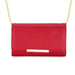 Laney Red Pebbled Faux Leather Clutch With Gold Chain Strap Clutches JGI   
