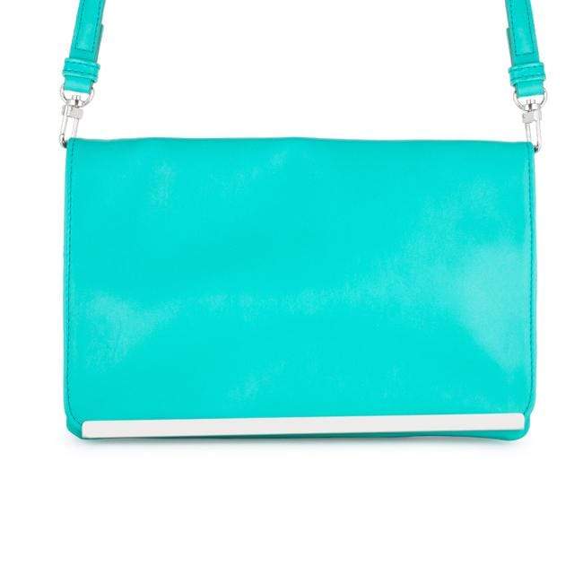 Martha Aqua Leather Purse Clutch With Silver Hardware Clutches JGI   