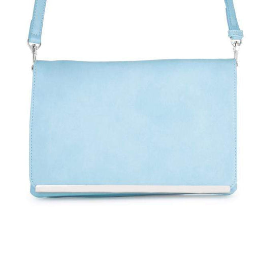 Martha Blue Leather Purse Clutch With Silver Hardware Clutches JGI   