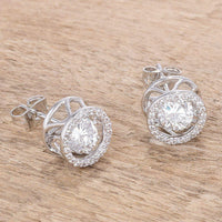 Thumbnail for 1.9Ct Rhodium Plated Pave Dancing CZ Halo Stud Earrings Earrings JGI   