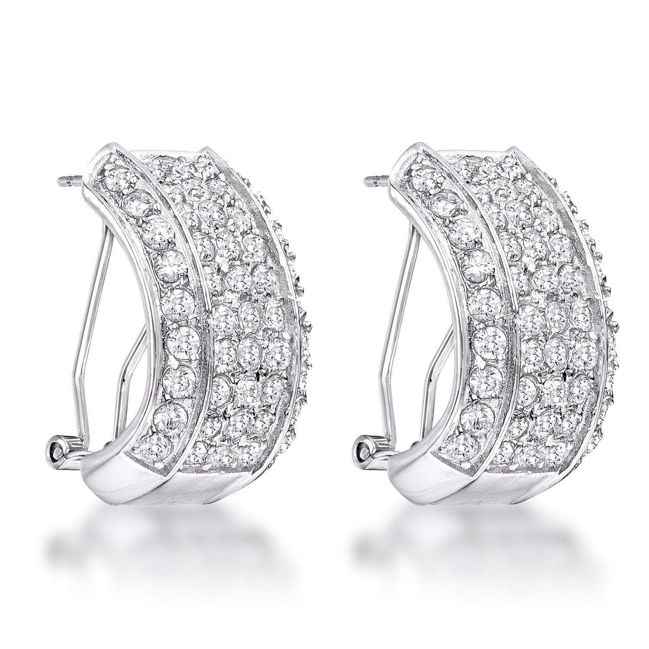 2.9Ct Dazzling Rhodium Plated Clear CZ Huggie Earrings JGI   