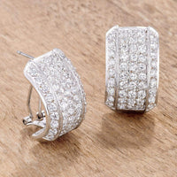 Thumbnail for 2.9Ct Dazzling Rhodium Plated Clear CZ Huggie Earrings JGI   